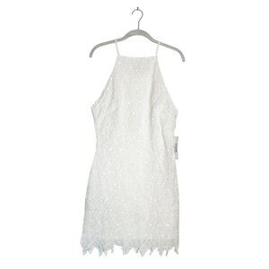 Elizabeth Crosby Ana Lace Halter Mini Dress in White - Sz L - New